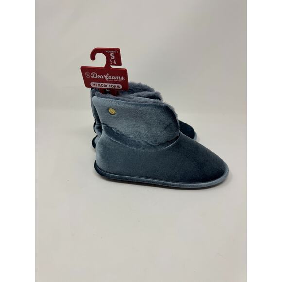 Dearfoams Women's Sara Shiny Velour Bootie Color Flint Stone Small 5-6 - Picture 1 of 1